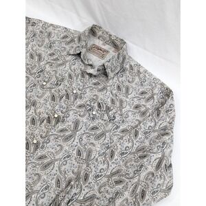 Rafter C Shirt Mens XXL Gray Paisley AOP Pearl Snap Premium Cowboy Western Rodeo